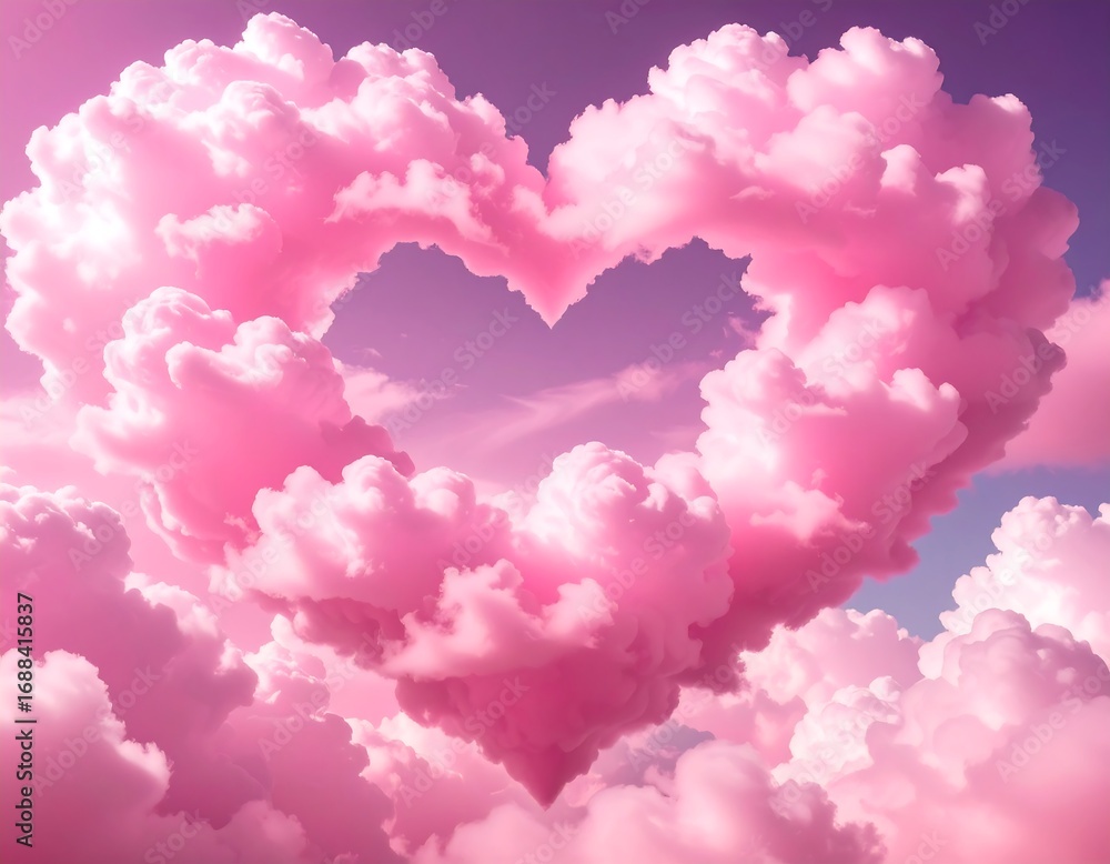 Pink heart-shaped cloud formation in the sky Pink heart-shaped cloud formation in the sky