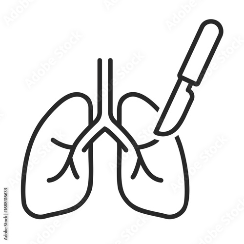 Lung surgery line icon for healthcare, hospital treatment, and medical operation vector.