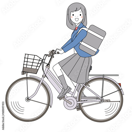 自転車に乗る女子中高生