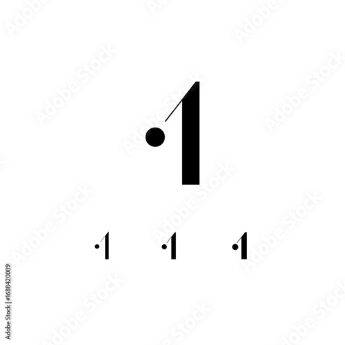 Logo number 1, numeral one, set of three numeric
