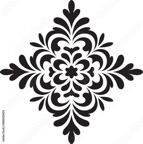 Elegant Damask Ornament Vector Illustration for Decoration and Backgrounds with Intricate Details