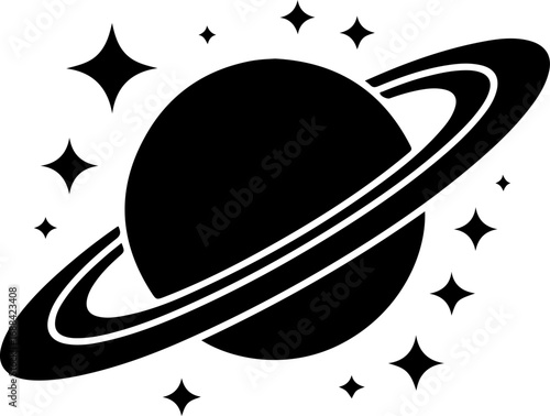 saturn with sparkle silhouette vector illustration