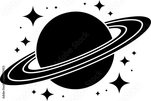 saturn with sparkle silhouette vector illustration