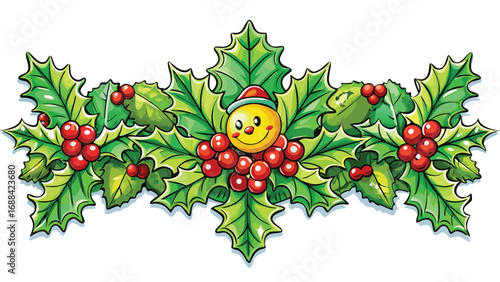Vibrant red Christmas holly berries on a branch with green leaves, a perfect holiday decoration