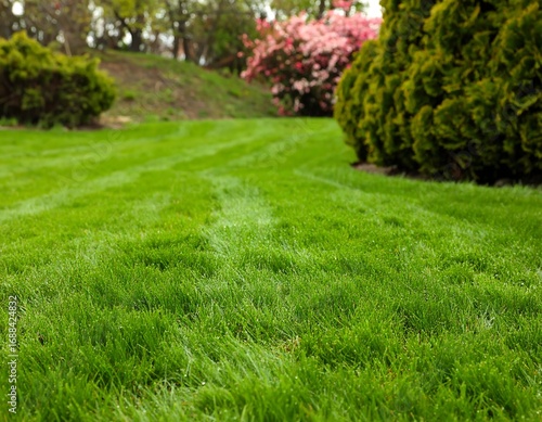Wallpaper Mural Lush green lawn with trimmed lines Torontodigital.ca