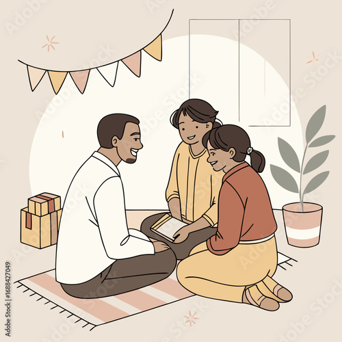 Happy Family Celebrating Together at Home