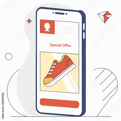 Smartphone Displaying Special Offer for Red Sneakers
