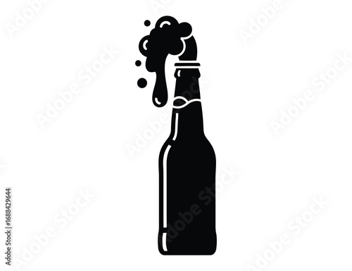 Simple illustration of a beer bottle with foam