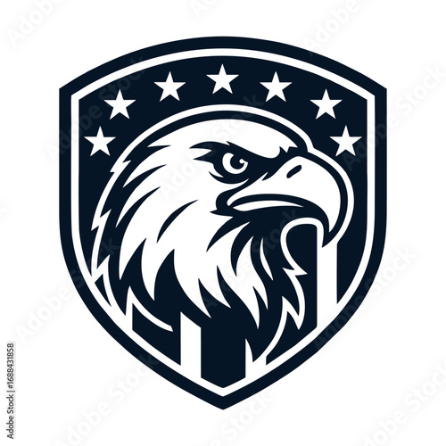 Eagle Logo Illustration Design With American Shield
