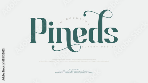 Pineds Abstract Fashion font alphabet. Minimal modern urban fonts for logo, brand etc. Typography typeface uppercase lowercase and number. vector illustration

