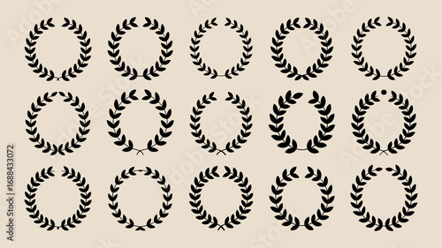 Elegant laurel wreath designs symbolizing victory achievement and excellence ready for professional use