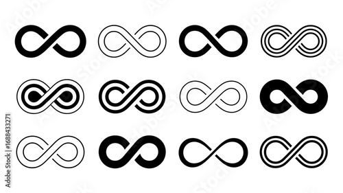Explore endless possibilities with diverse infinity symbol designs perfect for representing eternity, balance, and continuous motion in your projects.