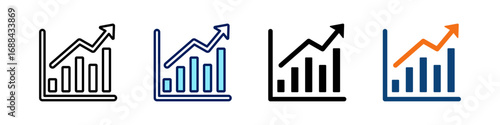 Growth Chart All In One Icon Multi Styles Vector Set