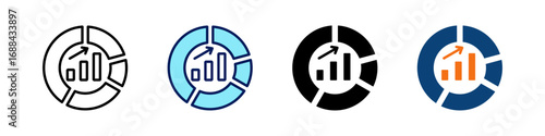 Pie Chart All In One Icon Multi Styles Vector Set