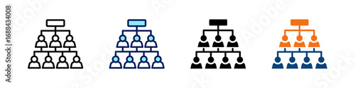 Organization Chart All In One Icon Multi Styles Vector Set