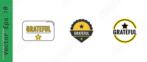 Vector grateful labels gold star vector illustration happy thanksgiving design stickers badge vector