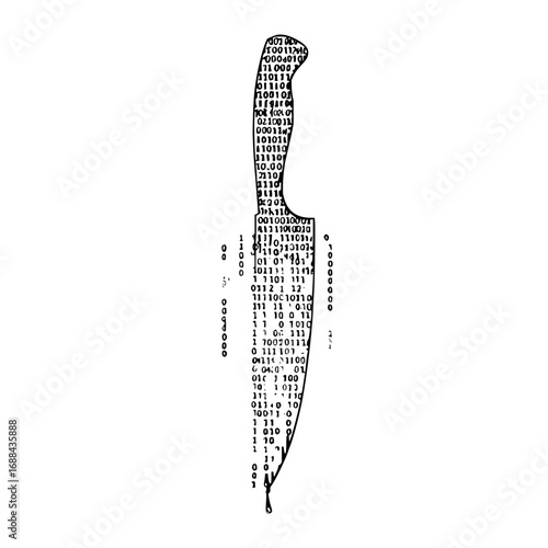 Surreal line art drawing of a woman with tree branches and atm machine head concept illustration