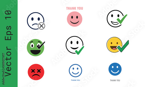 Emotions and Feedback A Colorful Emoji Collection Showcasing Feelings Satisfaction and Communication