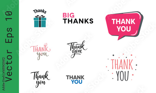 Gratitude Expressions Thank You Variety for Every Occasion Appreciation Greetings Vector Graphics