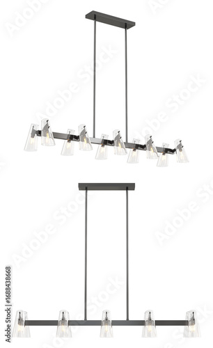 cut out interior modern lamp - with white background - elegant style -minimal Chandelier light
