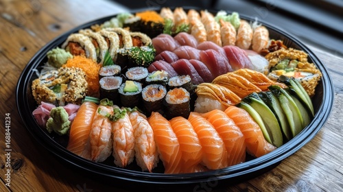 Large platter of assorted sushi