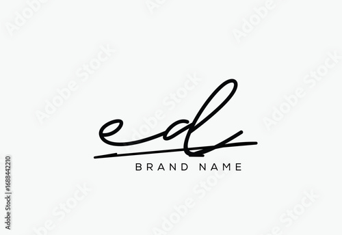 ED letter elegant cursive beauty handwriting logo.