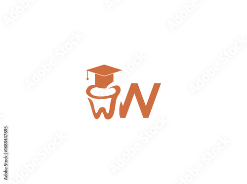 Adobe IllustraVector logo design of dental health with a graduation cap symbolizing education and knowledge. Tooth icon represents oral care, dentistry, and dental clinic. Modern minimalisttor w