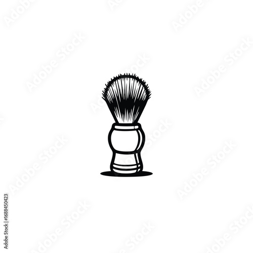 Black and white illustration of a shaving brush barber 1