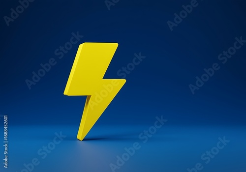Free Download Bright Yellow Lightning Bolt Symbol on Blue Background Power Energy and Electricity Concept Studio Shot Illustration - GFXLoad