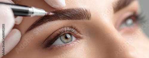 The Eyebrow Microblading Procedure Close-Up Showing Professional Beauty Treatment and Precision