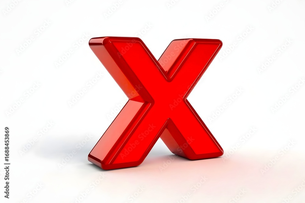Fototapeta premium Red 3D X on white background