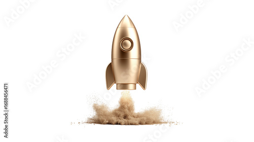 Rocket Launching with Sand on Transparent Backdrop