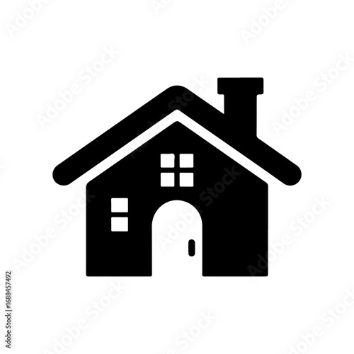 Simple silhouette of a house with chimney and windows representing home ownership and property vector