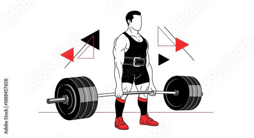 Weightlifting Athlete Performing Deadlift With Arrow Design And Minimalist Style