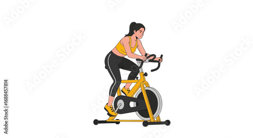 Woman Cycling on Stationary Bike, Training, Fitness, and Exercising for a Healthy Lifestyle