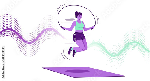 Woman Jumping Rope While Training, Fitness, Exercise, Healthy Lifestyle Concept