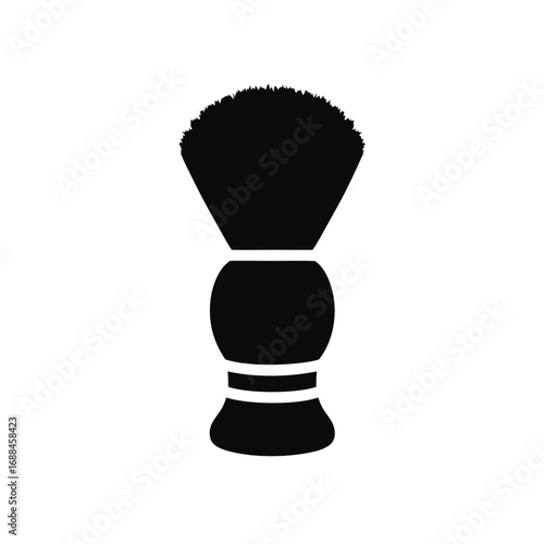 Black silhouette of a shaving brush white background