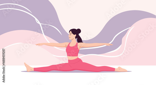 Woman Practicing Intense Splits, Promoting Health, Wellness, And Body Flexibility With Ease