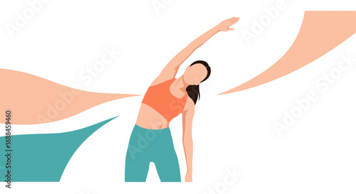 Woman Stretching For A Yoga Pose In A Minimalist Artistic Composition