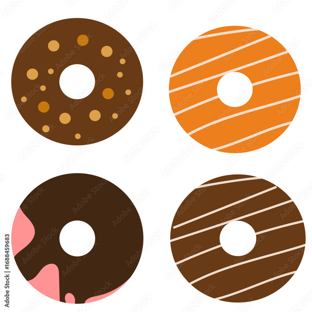 Fototapeta premium Glazed donuts set, sweet dessert, assorted donuts