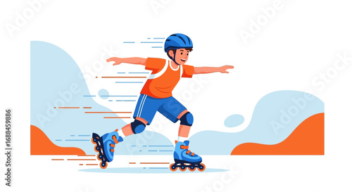 Youthful Rollerblading Adventure Depicted With Dynamic Motion Against A Stylish Backdrop