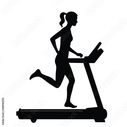 Black silhouette of a woman running on a treadmill 5