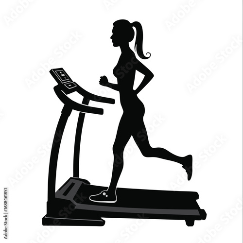 Black silhouette of a woman running on a treadmill 7