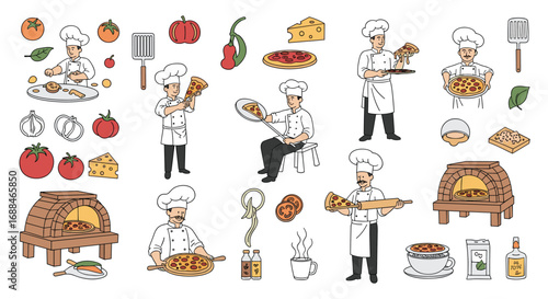 Skilled chefs crafting delicious pizzas with fresh ingredients and traditional ovens