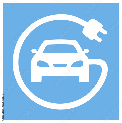 Electric car icon. Electrical automobile cable contour. plug charging black symbol. electro auto vehicle concept. Electric refueling