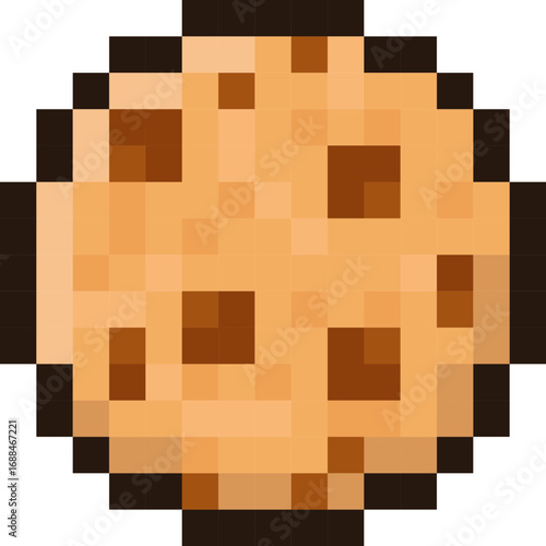 Round chocolate chip cookie in pixel style