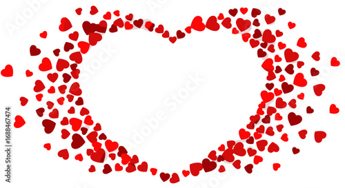 Romantic heart frame made of red hearts with white center for love and valentine's day