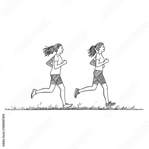 teenage girls jogging on a running field