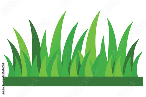 Cartoon Green Grass Patch Illustration with Soil on White Background for Design Projects