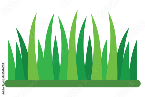Cartoon Green Grass Patch Image, Minimalist Flat Design, Isolated on White